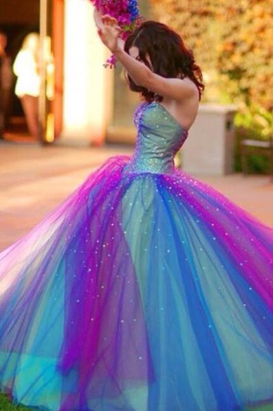 Ombre Rainbow Tulle Dress