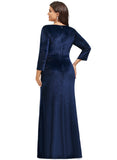 Sarahi Sheath/Column V-Neck Floor-Length Velvet Evening Dress With Pleated STIP0020911