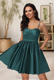 Terri A-line Sweetheart Short/Mini Satin Homecoming Dress STIP0020497