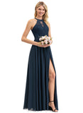 Frida A-line Scoop Illusion Floor-Length Chiffon Lace Evening Dress STIP0020944