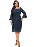 Harmony Sheath/Column Off the Shoulder Knee-Length Lace Evening Dress With Sequins STIP0020956