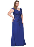 Tiffany Sheath/Column V-Neck Floor-Length Chiffon Lace Evening Dress With Sequins STIP0020840