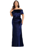 Roberta Sheath/Column Off the Shoulder Floor-Length Velvet Evening Dress STIP0020854