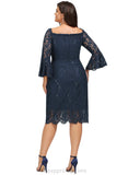 Harmony Sheath/Column Off the Shoulder Knee-Length Lace Evening Dress With Sequins STIP0020956