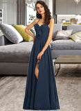 Tori A-Line V-neck Floor-Length Bridesmaid Dress With Split Front STIP0012782