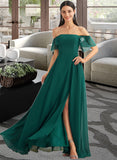 Terri A-Line Off-the-Shoulder Floor-Length Bridesmaid Dress With Split Front STIP0012802