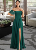 Terri A-Line Off-the-Shoulder Floor-Length Bridesmaid Dress With Split Front STIP0012802