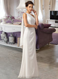 Sylvia Sheath/Column One Shoulder Floor-Length Chiffon Bridesmaid Dress With Ruffle STIP0012820