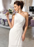 Sylvia Sheath/Column One Shoulder Floor-Length Chiffon Bridesmaid Dress With Ruffle STIP0012820