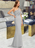 Tia Trumpet/Mermaid One-Shoulder Sweep Train Chiffon Bridesmaid Dress STIP0012889