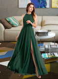 Yesenia A-Line High Neck Floor-Length Bridesmaid Dress With Split Front STIP0012913