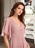 Viv A-Line V-neck Floor-Length Bridesmaid Dress STIP0012927