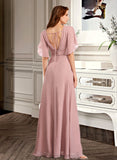 Viv A-Line V-neck Floor-Length Bridesmaid Dress STIP0012927