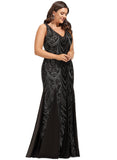 Aria Trumpet/Mermaid V-Neck Floor-Length Chiffon Sequin Evening Dress STIP0020862