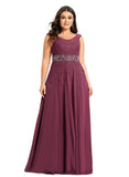 Iris A-line V-Neck Floor-Length Chiffon Lace Evening Dress With Beading Rhinestone Sequins STIP0020816