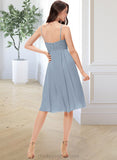 Tina A-Line V-neck Knee-Length Chiffon Lace Bridesmaid Dress STIP0013032