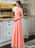 Skyler A-Line One-Shoulder Floor-length Chiffon Bridesmaid Dress STIP0013092