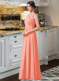 Skyler A-Line One-Shoulder Floor-length Chiffon Bridesmaid Dress STIP0013092