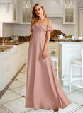 Tessa A-Line Off-the-Shoulder Floor-Length Bridesmaid Dress With Ruffle STIP0013156