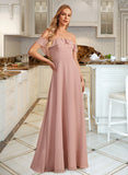 Tessa A-Line Off-the-Shoulder Floor-Length Bridesmaid Dress With Ruffle STIP0013156