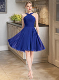 Tracy A-line V-Neck Knee-Length Chiffon Bridesmaid Dress STIP0013170