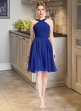 Tracy A-line V-Neck Knee-Length Chiffon Bridesmaid Dress STIP0013170