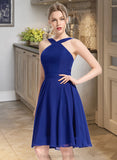 Tracy A-line V-Neck Knee-Length Chiffon Bridesmaid Dress STIP0013170