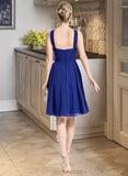 Tracy A-line V-Neck Knee-Length Chiffon Bridesmaid Dress STIP0013170