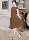 Tiana Chiffon Knee-length Bridesmaid Dress with Cap Sleeves And Sashes STIP0013195