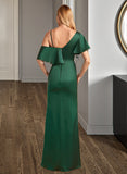 Yazmin Sheath/Column V-neck Floor-Length Bridesmaid Dress With Split Front STIP0013241