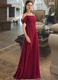 Vivian A-Line Square Neckline Floor-Length Bridesmaid Dress With Bow(s) STIP0013242