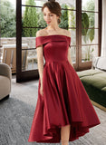 Thalia A-Line Off-the-Shoulder Asymmetrical Satin Bridesmaid Dress With Pockets STIP0013264