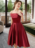 Thalia A-Line Off-the-Shoulder Asymmetrical Satin Bridesmaid Dress With Pockets STIP0013264