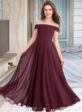 Zoie A-Line Off-the-Shoulder Floor-Length Chiffon Junior Bridesmaid Dress STIP0013323