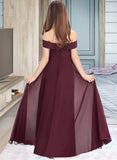 Zoie A-Line Off-the-Shoulder Floor-Length Chiffon Junior Bridesmaid Dress STIP0013323