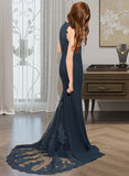 Marely Trumpet/Mermaid Scoop Neck Sweep Train Chiffon Lace Junior Bridesmaid Dress STIP0013364