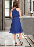 Jode A-Line Scoop Neck Knee-Length Chiffon Junior Bridesmaid Dress With Cascading Ruffles STIP0013371