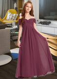 Anahi A-Line Off-the-Shoulder Floor-Length Chiffon Junior Bridesmaid Dress With Ruffle STIP0013376