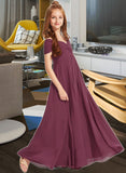 Anahi A-Line Off-the-Shoulder Floor-Length Chiffon Junior Bridesmaid Dress With Ruffle STIP0013376