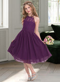 Adelyn A-Line Scoop Neck Knee-Length Chiffon Junior Bridesmaid Dress STIP0013379