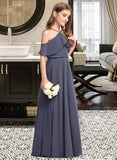 Susie A-Line Off-the-Shoulder Floor-Length Chiffon Junior Bridesmaid Dress With Cascading Ruffles STIP0013415