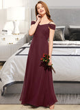 Willa A-Line Off-the-Shoulder Floor-Length Chiffon Junior Bridesmaid Dress With Ruffle STIP0013467