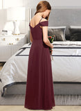 Willa A-Line Off-the-Shoulder Floor-Length Chiffon Junior Bridesmaid Dress With Ruffle STIP0013467