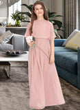 Yareli A-Line Scoop Neck Floor-Length Chiffon Junior Bridesmaid Dress STIP0013493