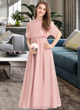 Yareli A-Line Scoop Neck Floor-Length Chiffon Junior Bridesmaid Dress STIP0013493