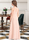 Xiomara A-Line Scoop Neck Floor-Length Chiffon Junior Bridesmaid Dress With Ruffle STIP0013528