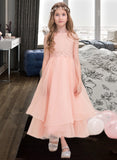 Yadira A-Line Scoop Neck Ankle-Length Organza Junior Bridesmaid Dress With Beading Sequins STIP0013633