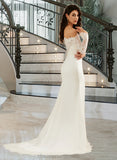 Karlee Trumpet/Mermaid Off-the-Shoulder Court Train Wedding Dress With Lace STIP0013680