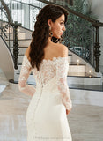 Karlee Trumpet/Mermaid Off-the-Shoulder Court Train Wedding Dress With Lace STIP0013680