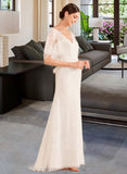 Naima Trumpet/Mermaid V-neck Court Train Wedding Dress With Sash STIP0013744